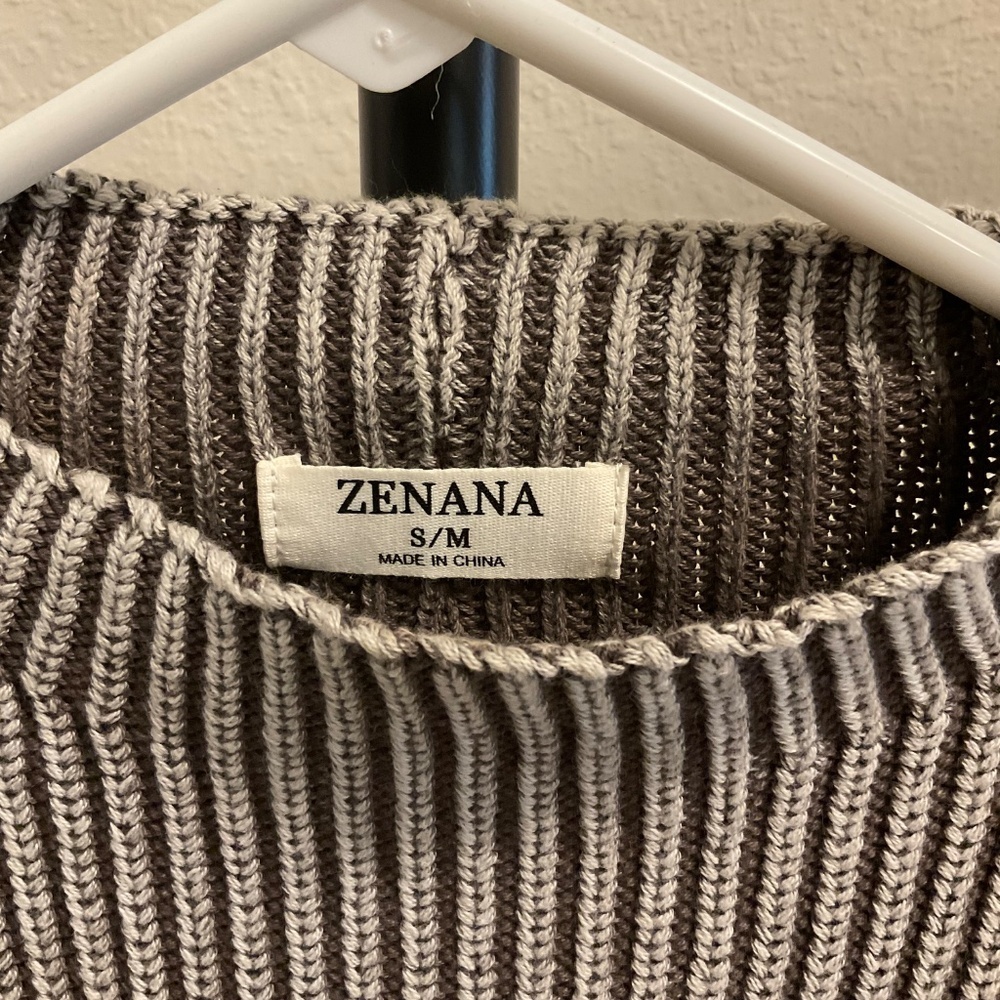 New, ZENANA WASHED MOCK NECK SHORT SLEEVE CROPPED SWEATER, Size S/M - Picture 6 of 6
